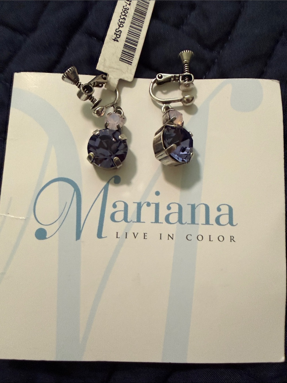 Mariana Purple Crystal Clip Earrings Ice Queen